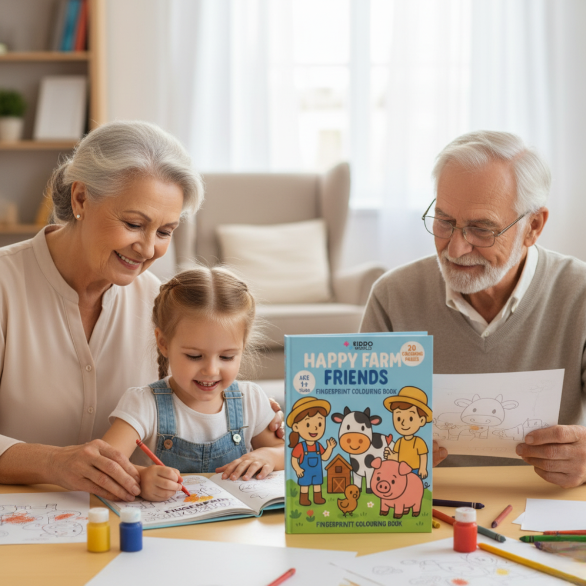 Gyerek színező: Gyerekek a farmon (20 oldal, 1+ éveseknek)