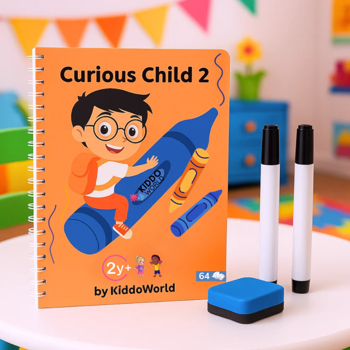 Curious Child 2 – Írj és törölj füzet az írás tanulásához, többször használható (64 oldal, 2–5 év)