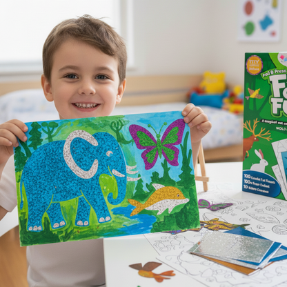 Foil Fun | Készíts állatkákat csillogó fóliákkal rendetlenség nélkül | 3+ éves gyerekeknek