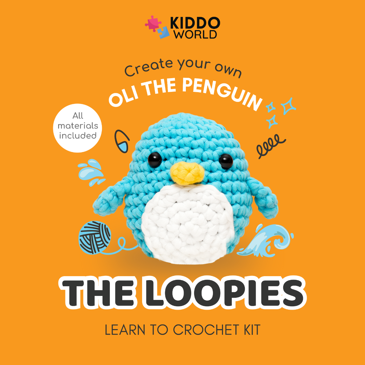 Kezdő horgolókészlet | Oli a pingvin | 10 év felett ajánlott