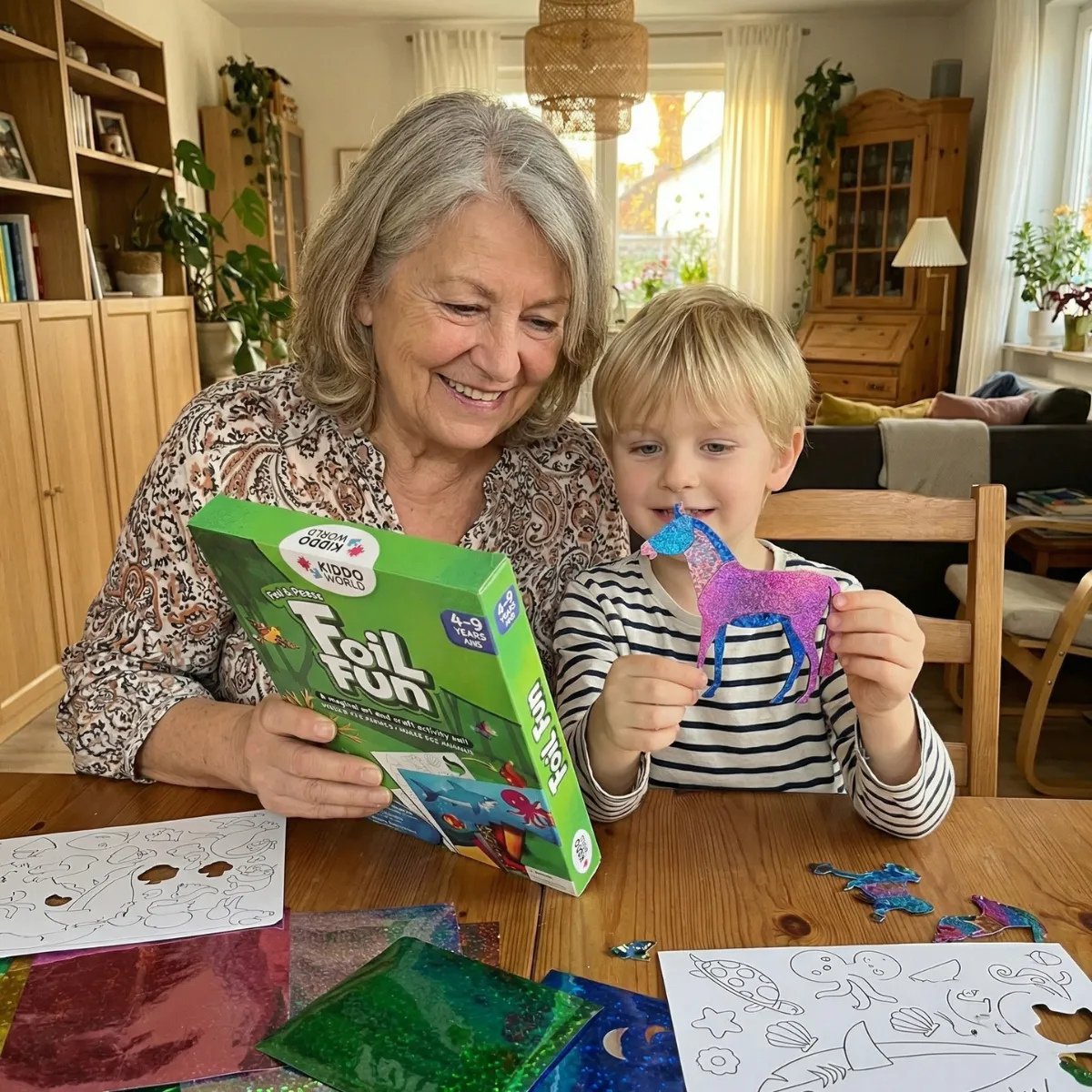 Foil Fun: Állatok világa – csillogó állatos képek rendetlenség nélkül! (4+ év)