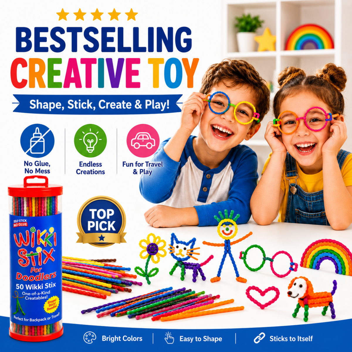 Wikki Stix varázslatos viaszolt zsinórok (50 db-os készlet, 3+ éves kortól)