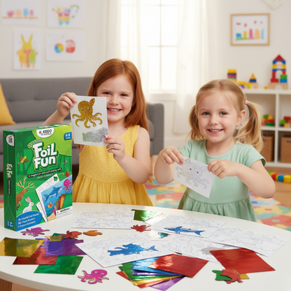 Foil Fun | Készíts állatkákat csillogó fóliákkal rendetlenség nélkül | 3+ éves gyerekeknek