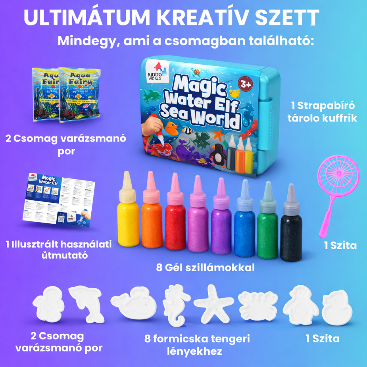 Varázslatos vízi manók, Tengeri világ, 8 szín és 8 forma