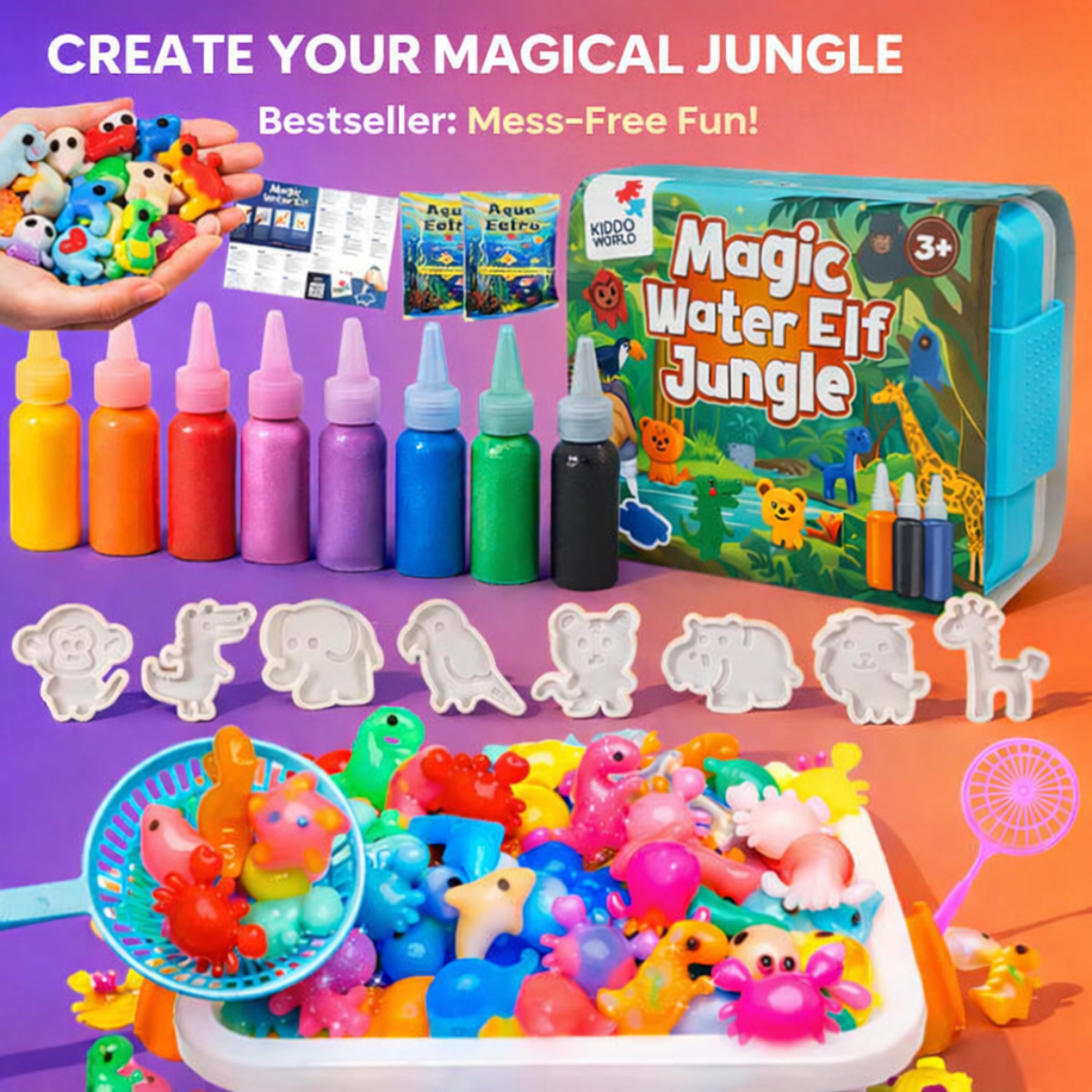 Varázslatos vízi manók, Dzsungel állatkák, 8 szín + 8 forma