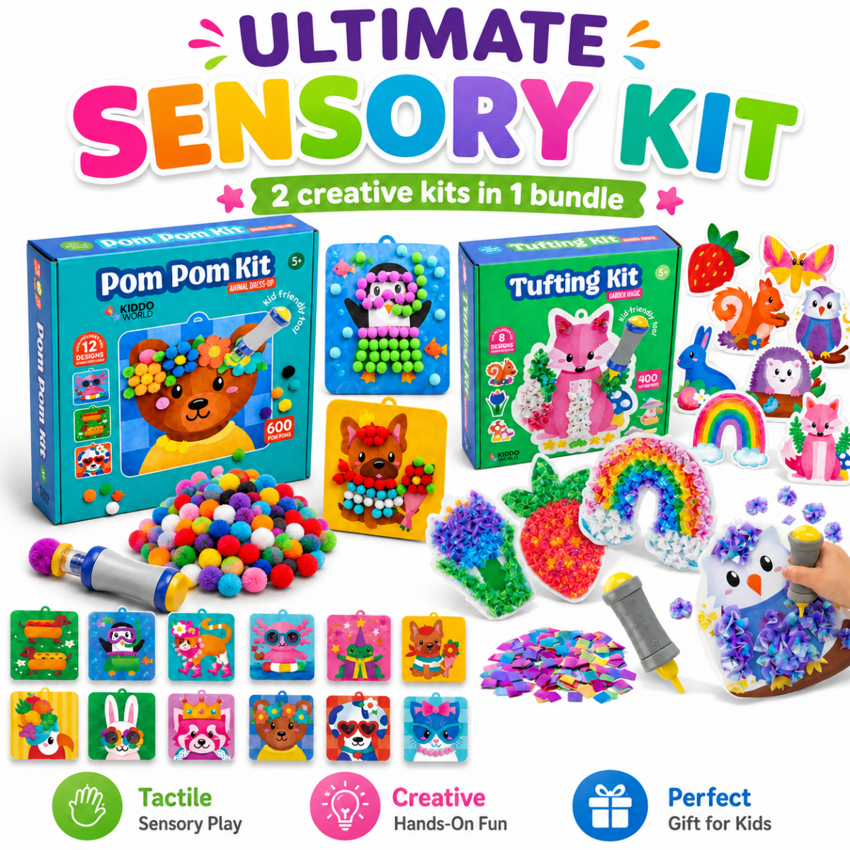 ÉRZÉKSZERVI KREATÍV CSOMAG: Pom Pom Kit & Tufting Kit