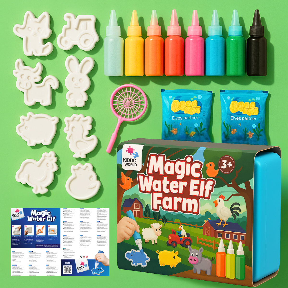 Varázslatos vízi manók CSILLÁMOKKAL | Tanyasi készlet | 8 szín | 3 éves kortól