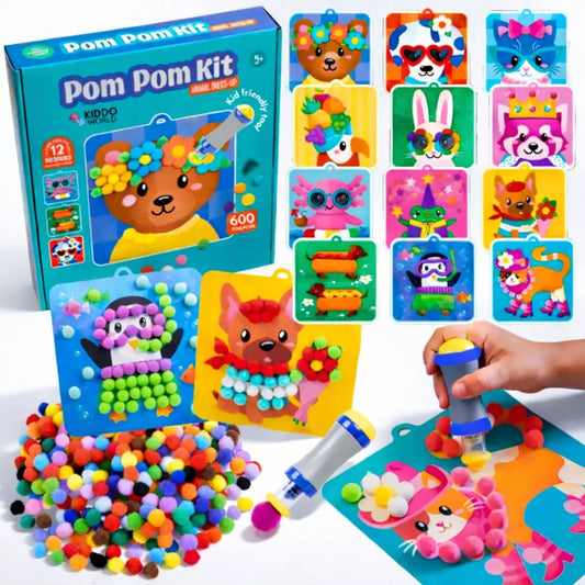 Pom Pom Kit | Szenzoros kreatív játék pomponokkal | 5+ éves gyermekeknek