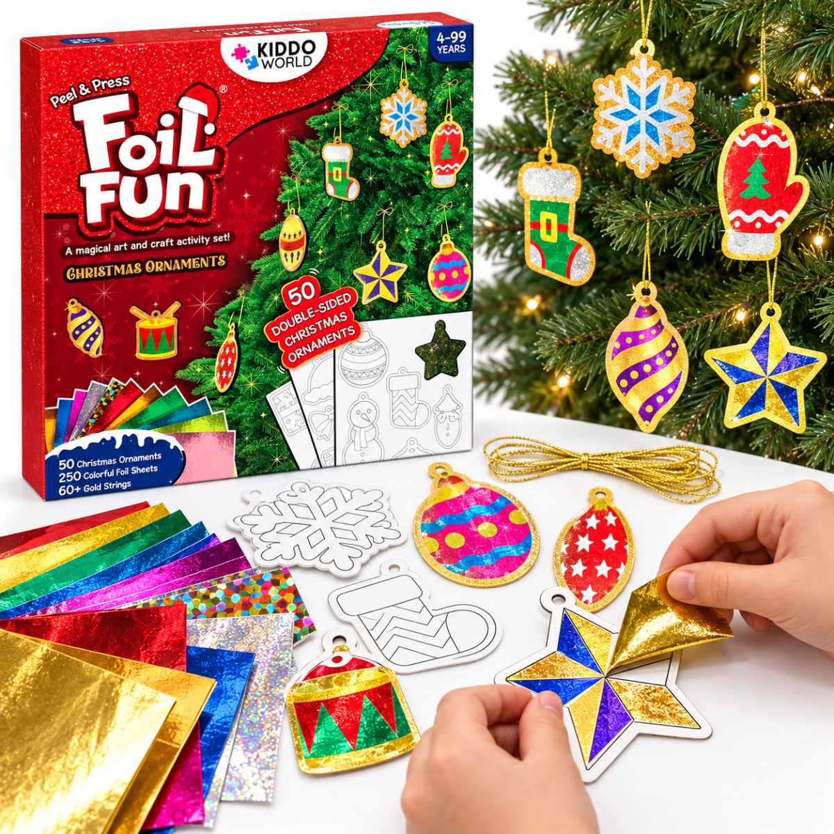 Varázslatos csillogó karácsonyi díszek karácsonyfára, ablakra vagy falra (4+ év)