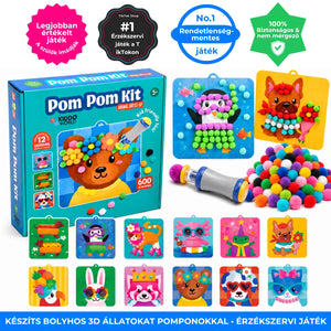 Pom Pom Kit – puha 3D állatkák színes pomponokból