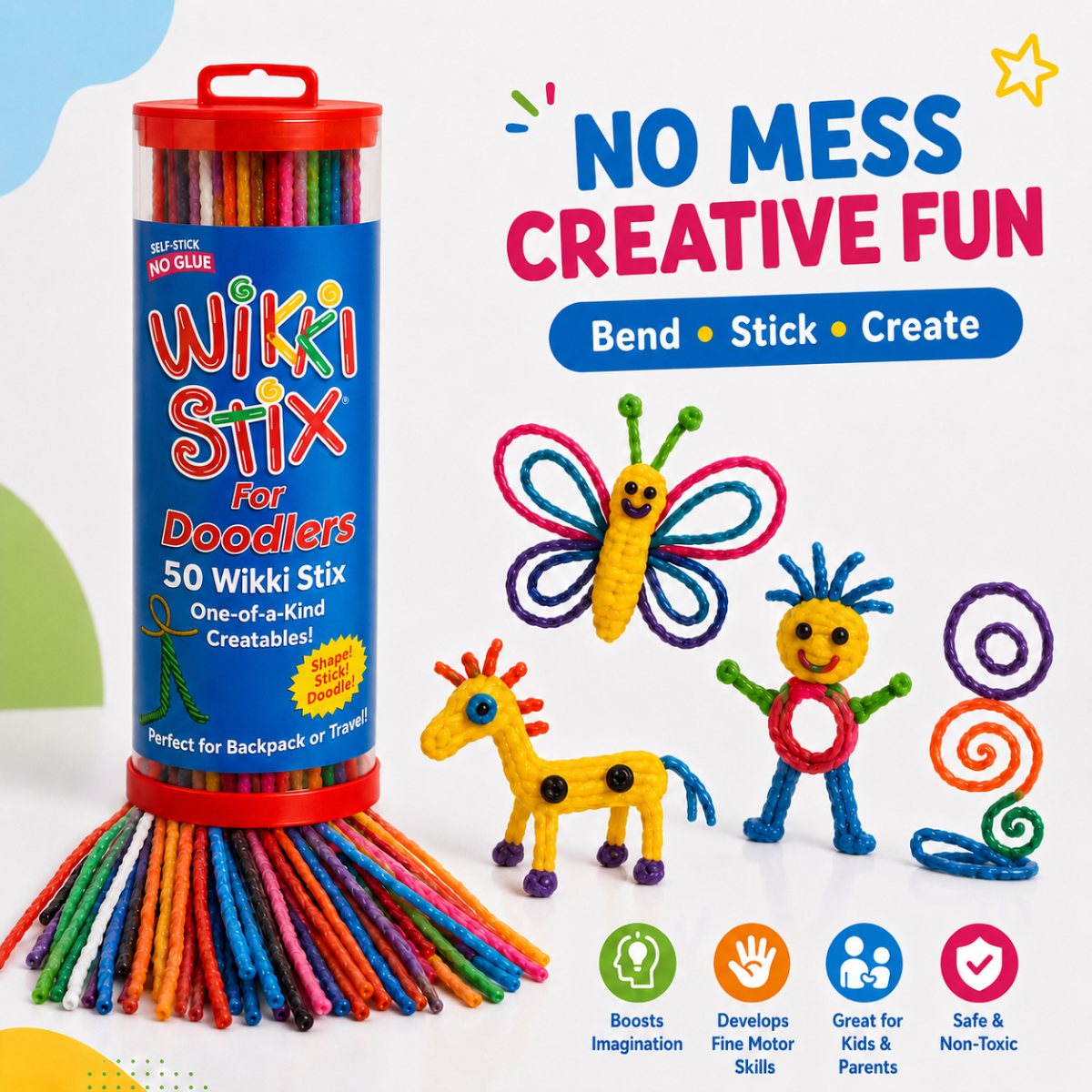 Wikki Stix varázslatos viaszolt zsinórok (50 db-os készlet, 3+ éves kortól)