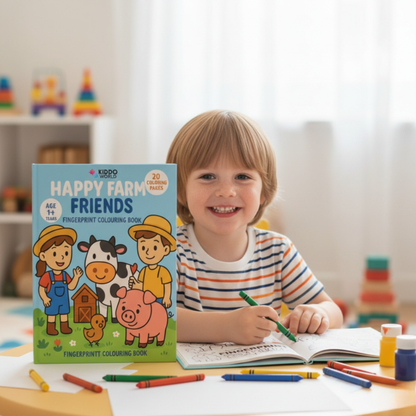 Gyerek színező: Gyerekek a farmon (20 oldal, 1+ éveseknek)