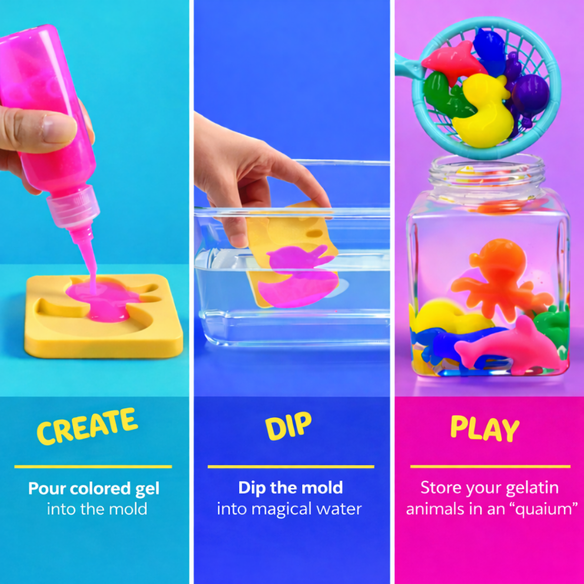 Varázslatos vízi manók, Dzsungel állatkák, 8 szín + 8 forma