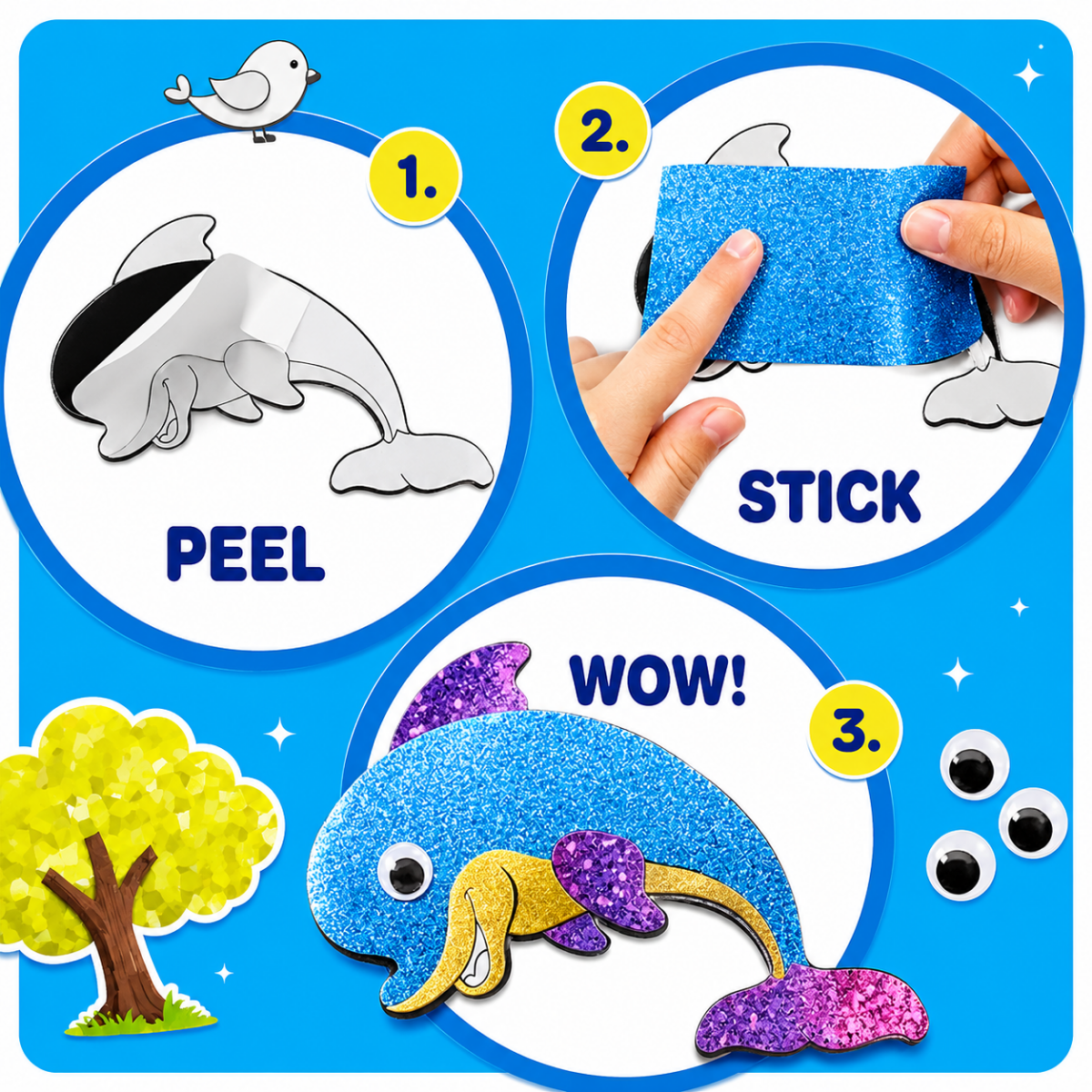 Foil Fun: Állatok világa – csillogó állatos képek rendetlenség nélkül! (4+ év)