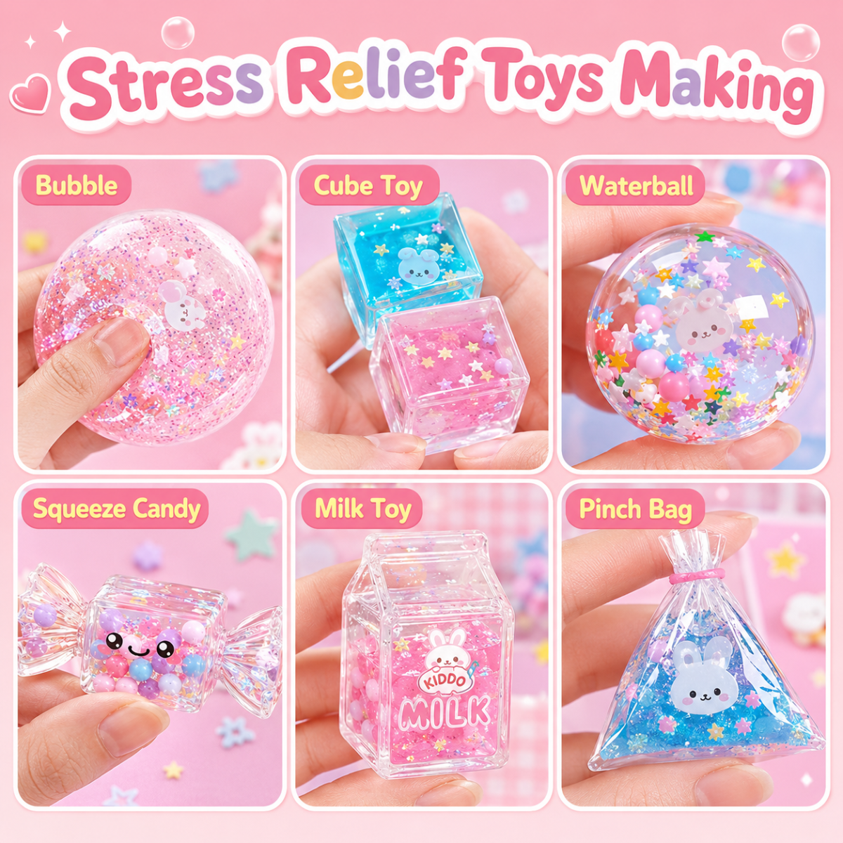 TOP HIT BUNDLE: Pom Pom Kit, Magic Water Squishies & Bubble Squishies