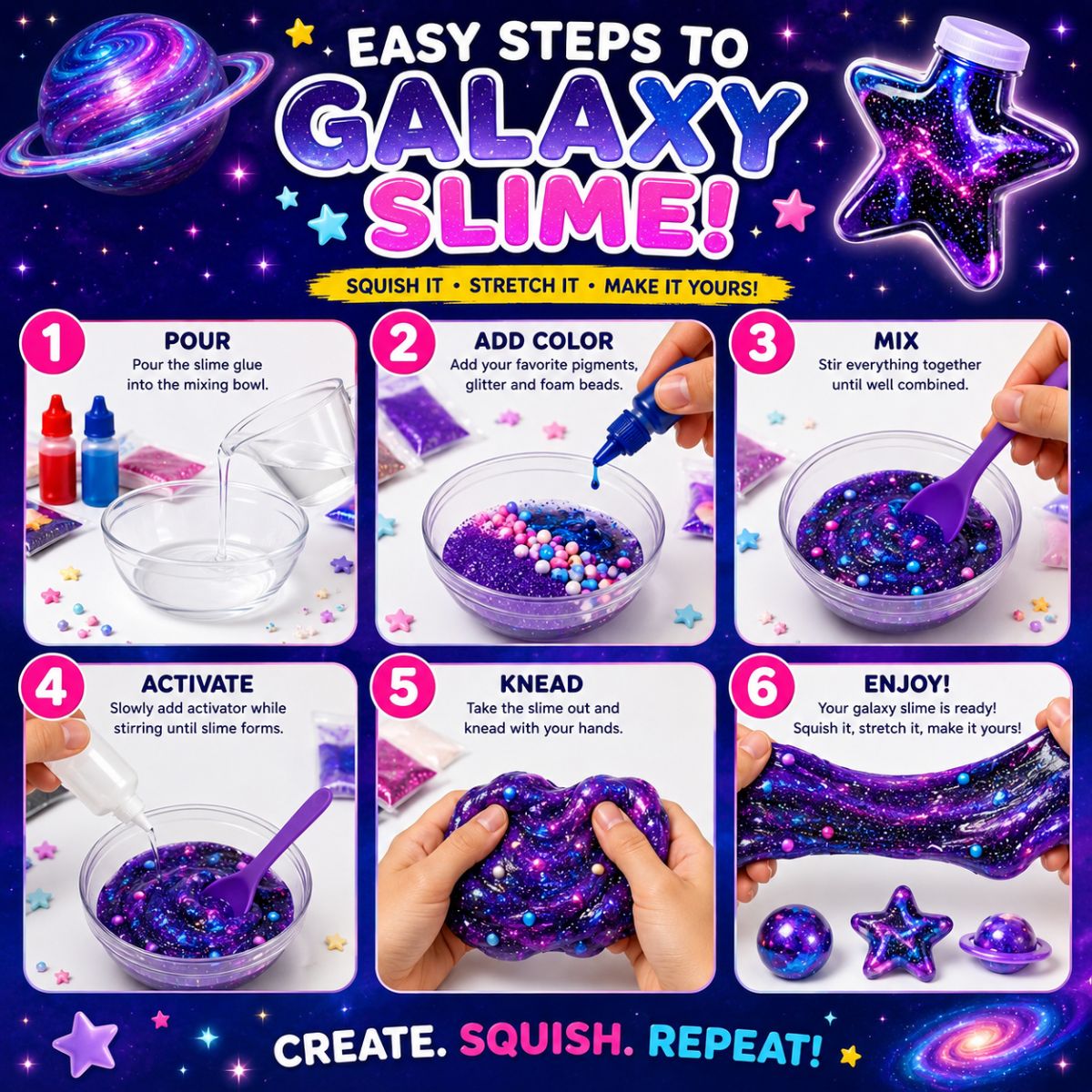 DIY Slime Squishies – Galaxis (4+ éves kortól)