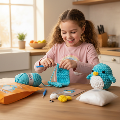 Kezdő horgolókészlet | Oli a pingvin | 10 év felett ajánlott