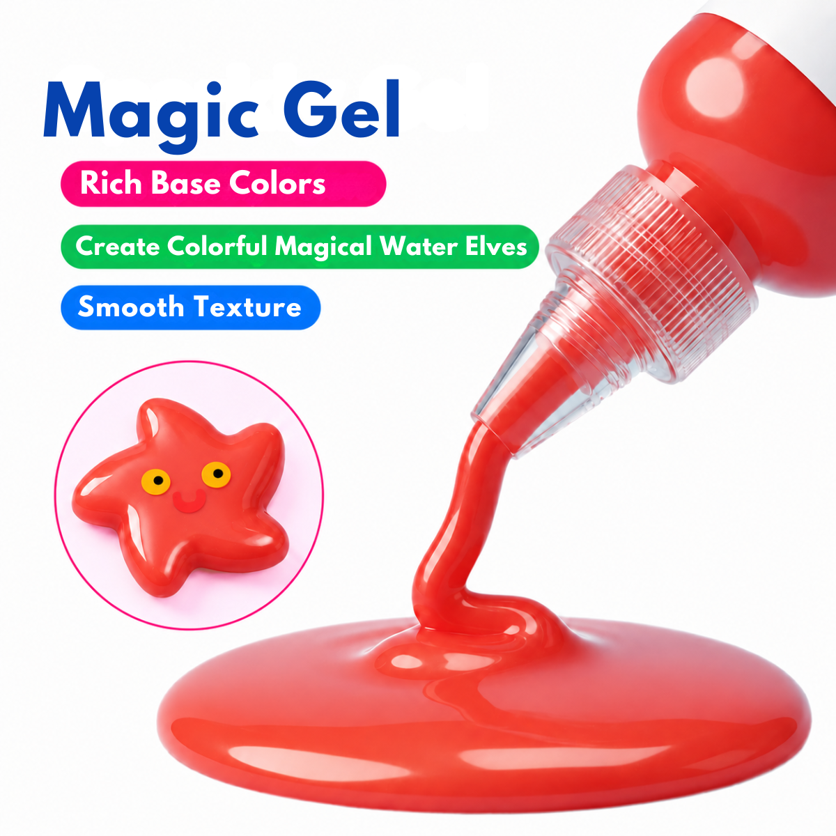 Magic Water Squishy Refill Pack – Utántöltő 4 szín + 1 varázspor (Minden készlettel kompatibilis, 3+ év)