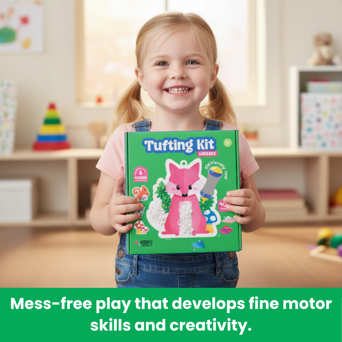 Tufting Kit | Szenzoros kreatív játék színes lapocskákkal | 4+ éves gyerekeknek