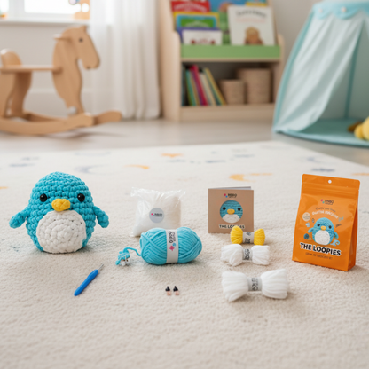 Kezdő horgolókészlet | Oli a pingvin | 10 év felett ajánlott