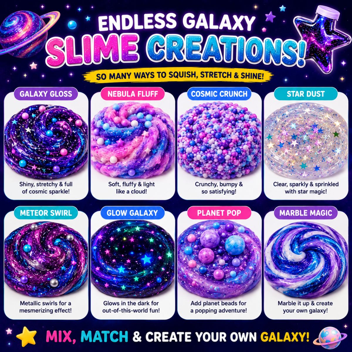 DIY Slime Squishies – Galaxis (4+ éves kortól)