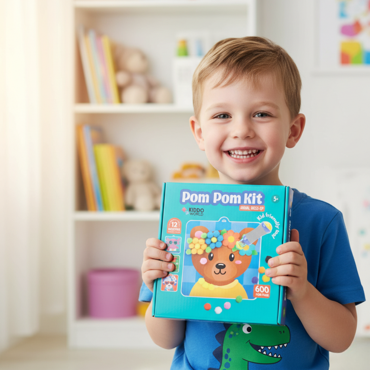 Pom Pom Kit | Szenzoros kreatív játék puha pomponokkal | 5+ éves gyerekeknek