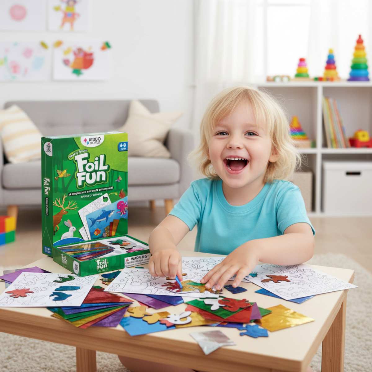 Foil Fun | Készíts állatkákat csillogó fóliákkal rendetlenség nélkül | 3+ éves gyerekeknek