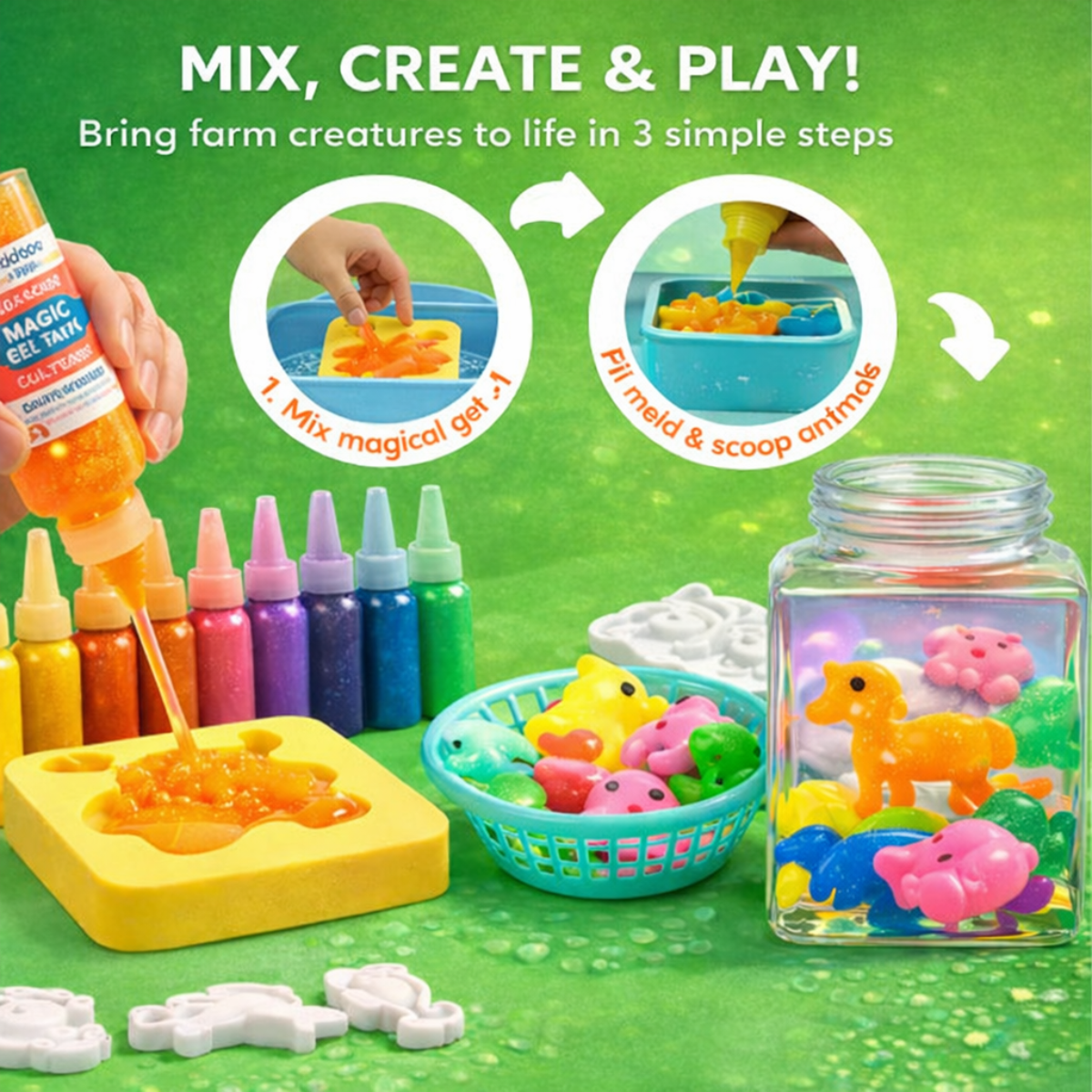 Varázslatos vízi manók, Háztáji állatok, 8 szín + 8 forma