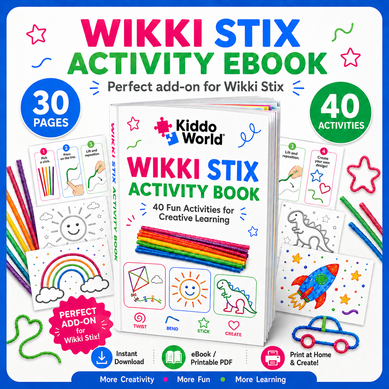 Wikki Stix: Nagy foglalkoztató e-könyv (30 oldal és 40 feladat)