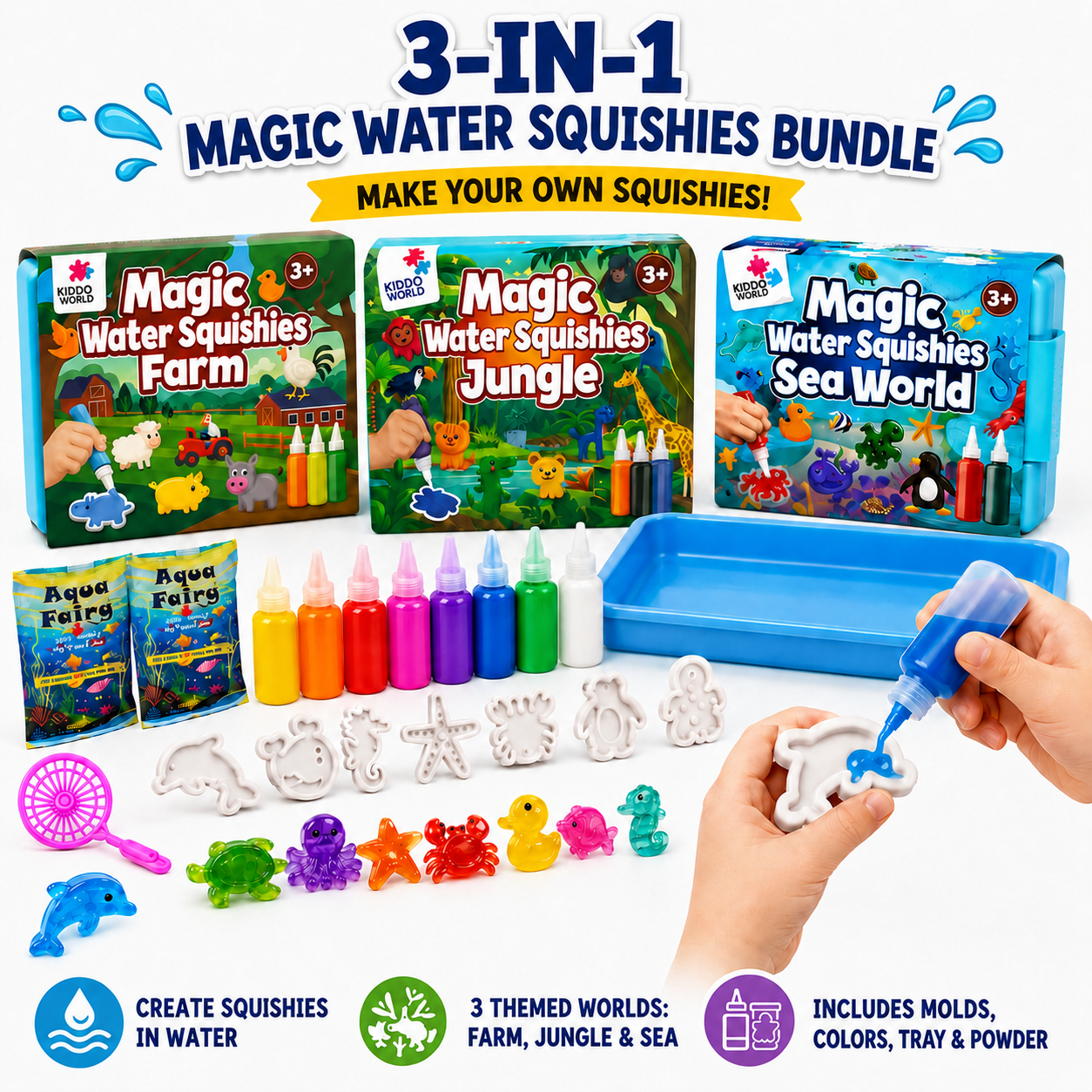 Magic Water Squishies – Ultimate Mega Bundle | Tengeri Világ, Dzsungel és Farm (3+ éves kortól)