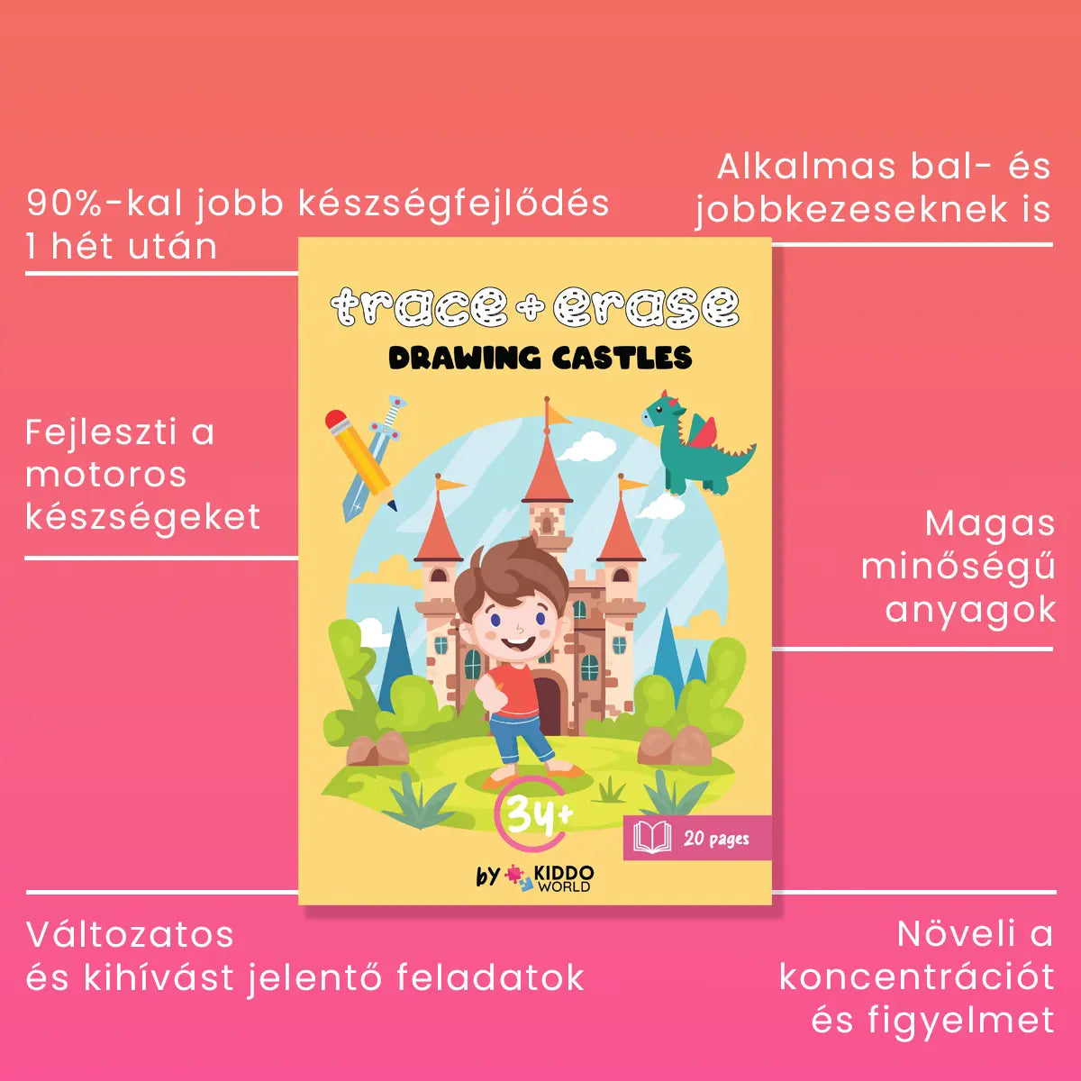 Varázslatos várak - Írj és törölj munkafüzet formák és minták felfedezéséhez (3+ éves kortól)