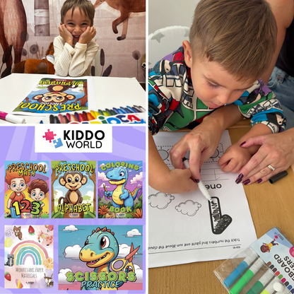 Minden egyben: 5 digitális könyv, 444 oldal (színező, matematika, ábécé, origami, formák és tárgyak)