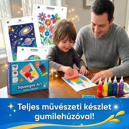 Squeegee Art Kit Magic Reveal eszközzel | Végtelen alkotás rendetlenség nélkül | 30 kreatív lap + 5 szín