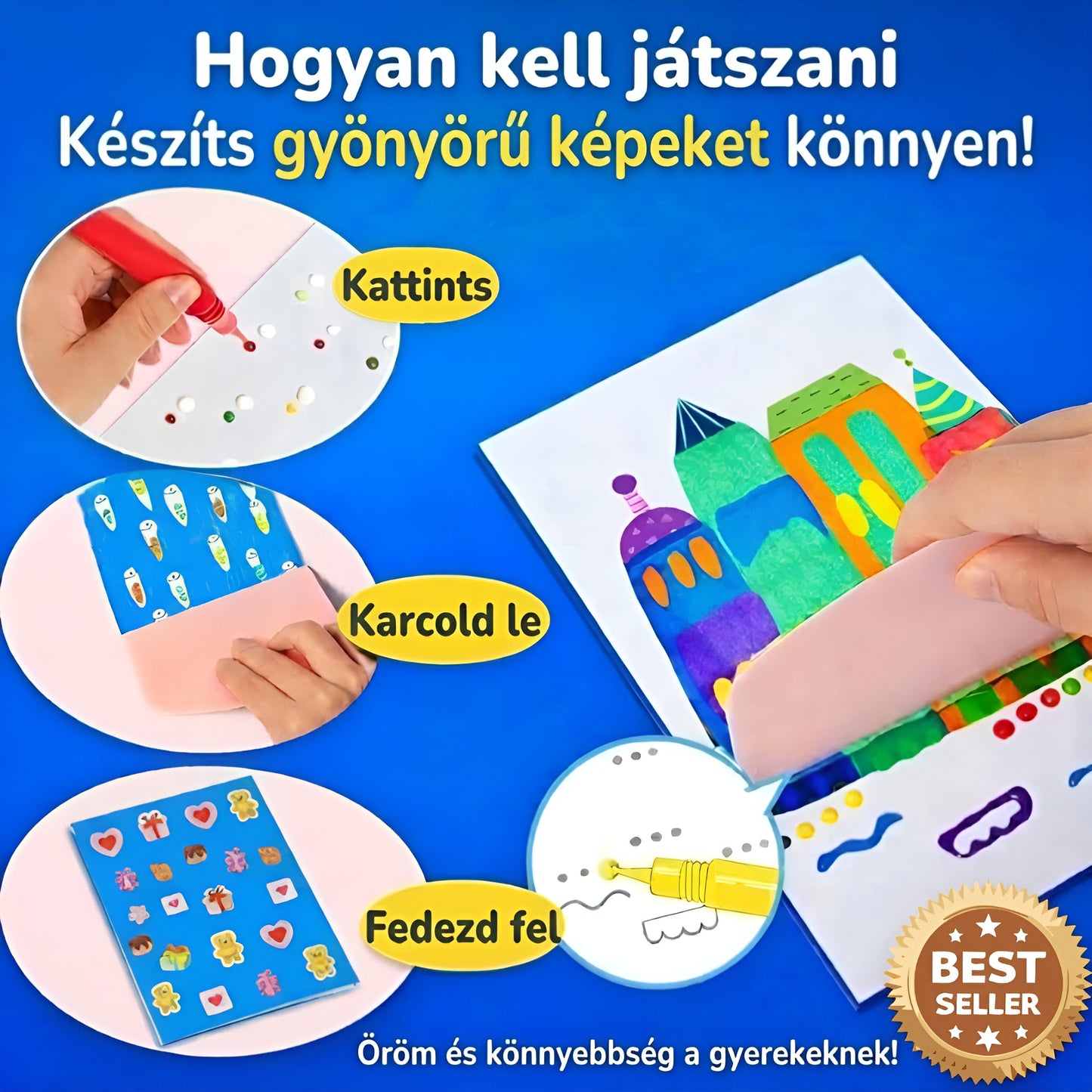 Squeegee Art Kit Magic Reveal eszközzel | Végtelen alkotás rendetlenség nélkül | 30 kreatív lap + 5 szín