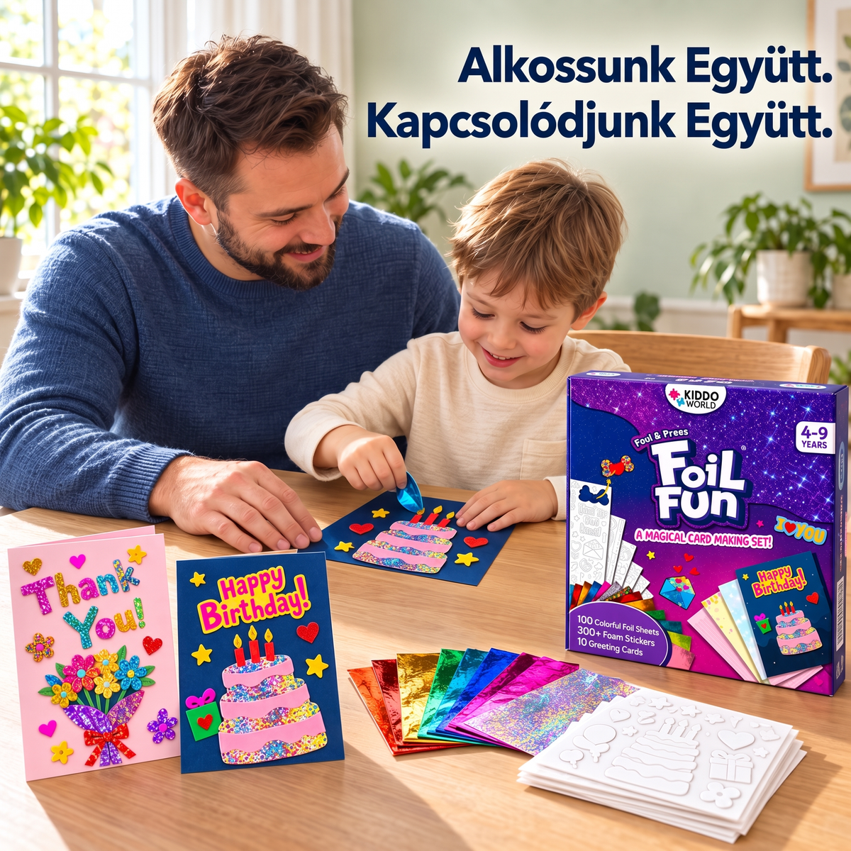 Foil Fun Képeslapok – Kreatív készlet csillogó ünnepi üdvözlőlapok készítéséhez (4+ éves kortól)