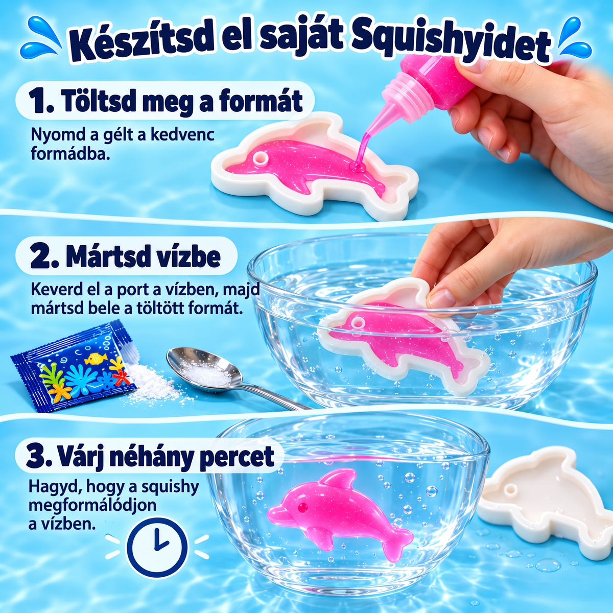 Magic Water Squishies – kreatív készlet 3D figurák készítéséhez | 3+ év