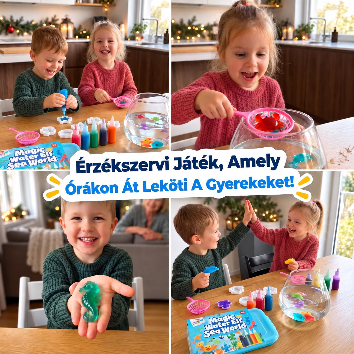 Magic Water Squishies – 3× kreatív készlet 3D figurák készítéséhez | Víz alatti világ, Farm és Dzsungel | 3+ éves kortól