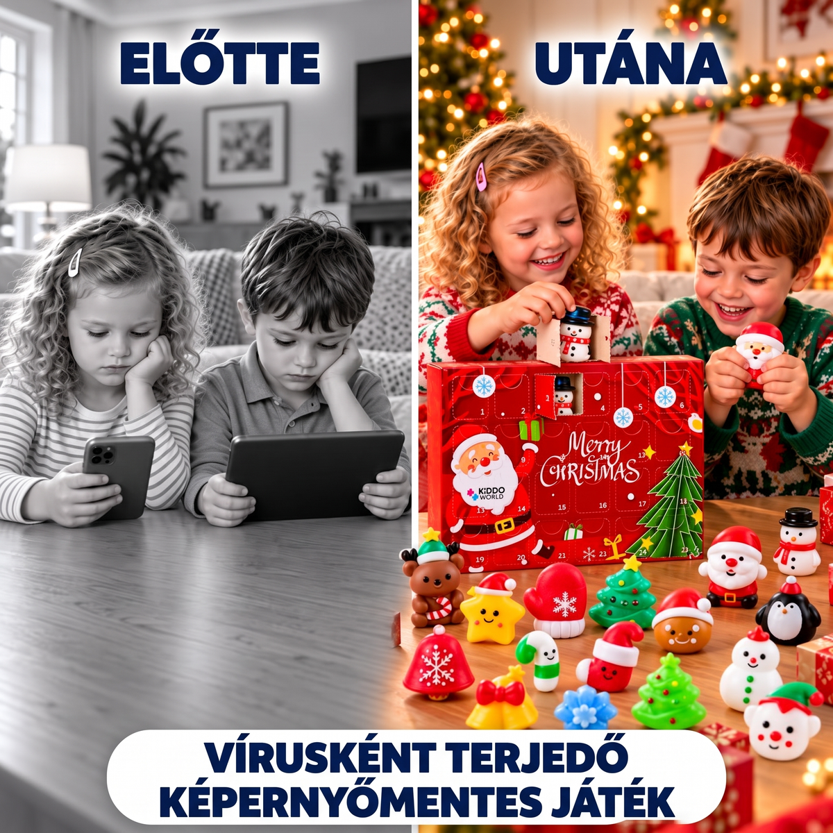 Karácsonyi Squishy adventi naptár – 24 meglepetés Squishy játék (3+ éves kortól)