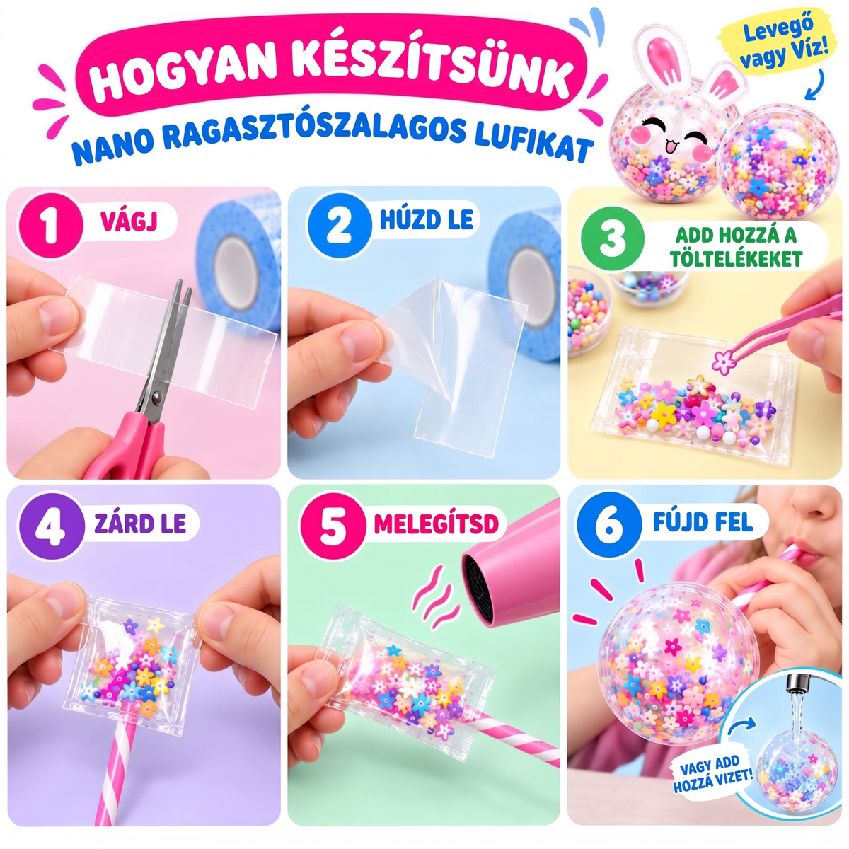 Nano Tape Bubble Squishies – Kreatív 41 darabos készlet (4+ éves kortól)