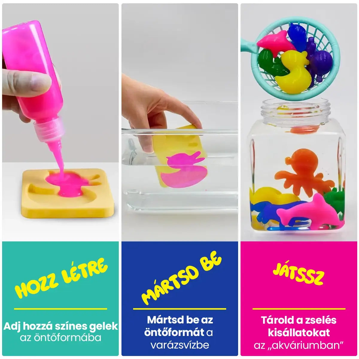 Varázslatos vízi manók CSILLÁMOKKAL | Tanyasi készlet | 8 szín | 3 éves kortól