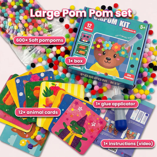 Pom Pom Kit – Alkoss varázslatos 3D állatokat puha pomponokból, rendetlenség nélkül! (5+ éves kortól)