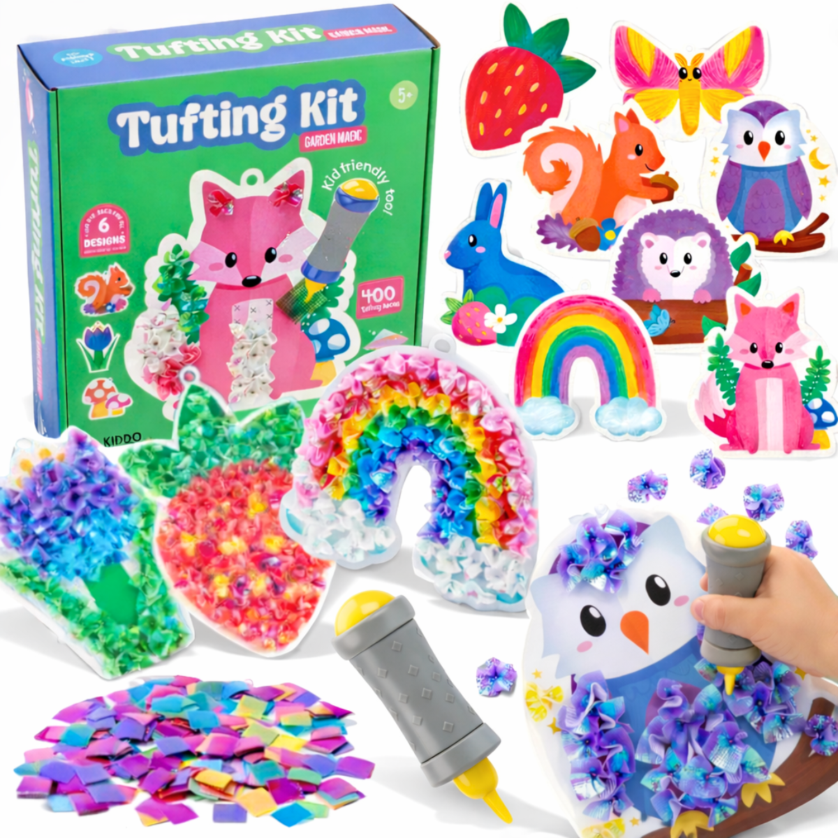Tufting Kit – készíts puha 3D képeket színes anyagdarabokból, ragasztó és rendetlenség nélkül! (5+ év)