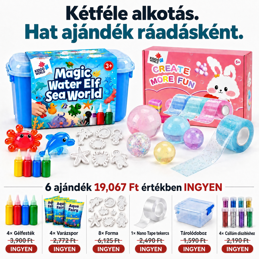 Nagy szenzoros csomag I 2 szett + 6 ajándék INGYEN – Nano Bubble Squishies és Magic Water Squishies