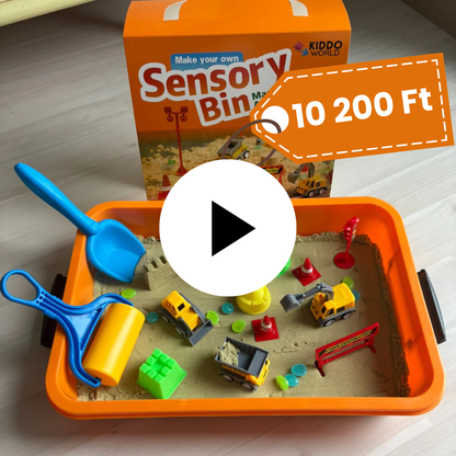 Építős Szenzoros Homokozó | Montessori Játék Sötétben Világító Kövekkel | 18 Részes Szett